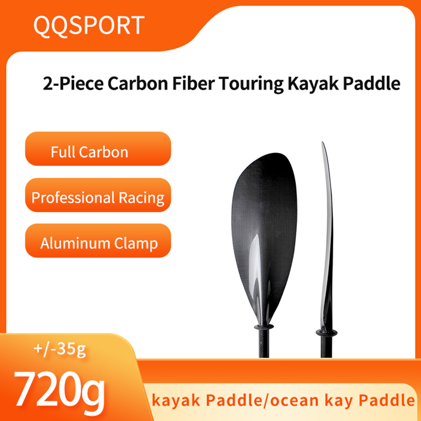 QQSPORT kajakpeddel, volledig  - Kayak Paddle Carbon 2 Piece recensie en prijs